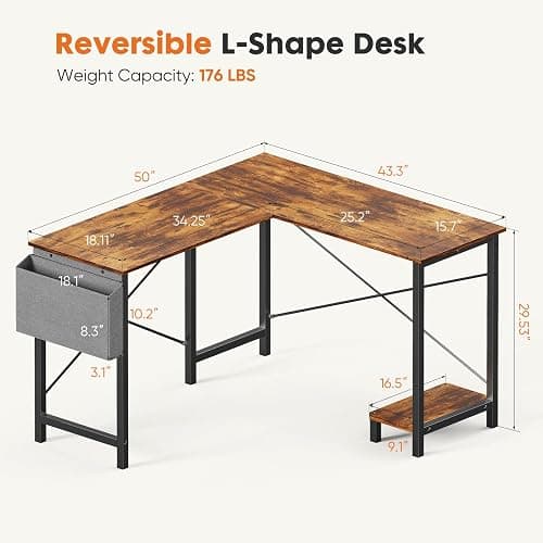 Sweetcrispy L Shaped Desk - Computer Corner Gaming PC Table with CPU Stand Side Bag for Home Office Dorm Sturdy Writing Workstation thumbnail 3