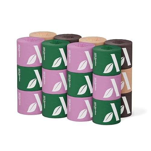 Amazon Aware Bamboo 3-Ply Toilet Paper, Unscented, 24 Rolls, FSC Certified, 350 Sheets, 8400 Count, Pack of 24, Plastic-Free - Image 1