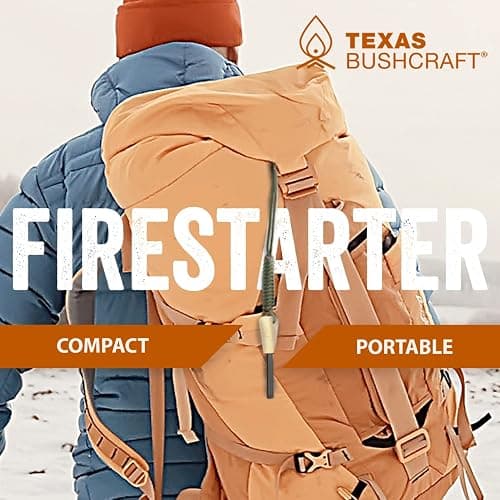 Texas Bushcraft Fire Starter - 3/8" Thick Ferro Rod with Striker and Paracord Wrist Lanyard – Waterproof Flint Fire Steel Survival Lighter for Your Camping, Hiking and Backpacking Gear thumbnail 3