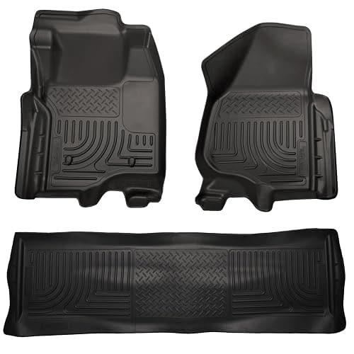 Husky Liners Weatherbeater Floor Mats | Fits 2011-2012 Ford F-250/F-350 Crew CAB ONLY (Footwell Coverage) | Front & 2nd Row, 3-pc Black - 98711 - Image 1