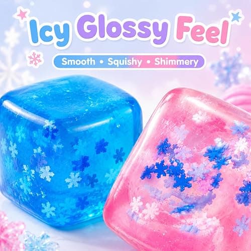 4PCS Ice Cube Squishy Toys with Snowflakes, Slow Rising Stress Cubes | Soft Sensory Fidget Squeeze Toys for Adults, Birthday Gifts, Party Favors and Desk Toys thumbnail 8