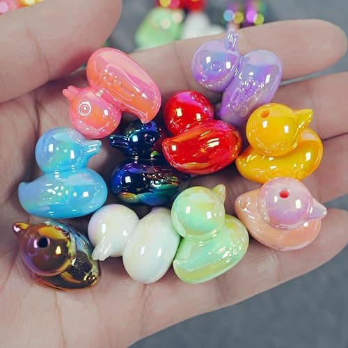 40Pcs Mixed Colors Acrylic Duck Beads for Pens, UV Plating Focal Beads Loose Beads Bulk Set for Keychain Pens Lanyards Bracelet Necklace Jewelry thumbnail 3