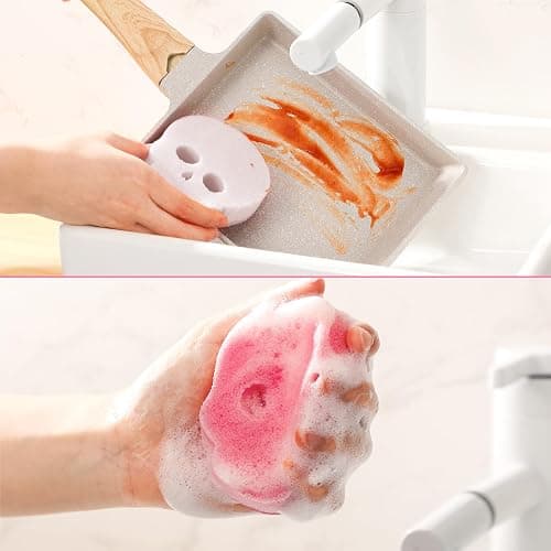 Tioncy 12 Pack Skull Kitchen Sponges Bulk Dual Sided Scrubber Pink Sponges Dishwashing Skull Kitchen Accessories Dish Scouring Black, White thumbnail 6
