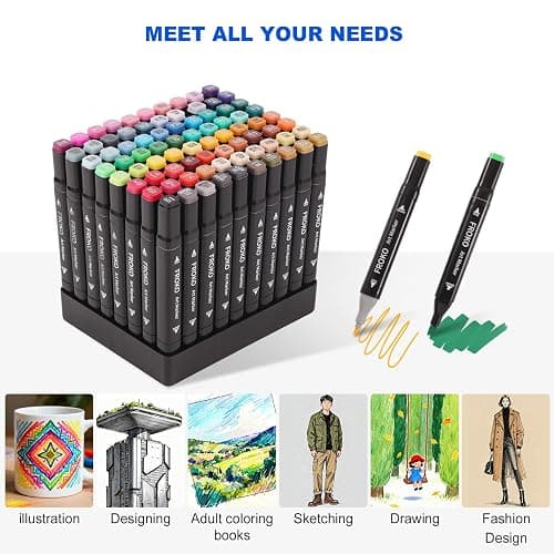 FROKO Alcohol Markers, 80 Colors Dual Tip Art Marker,Coloring Marker, markers for adult coloring books no bleeding thumbnail 6