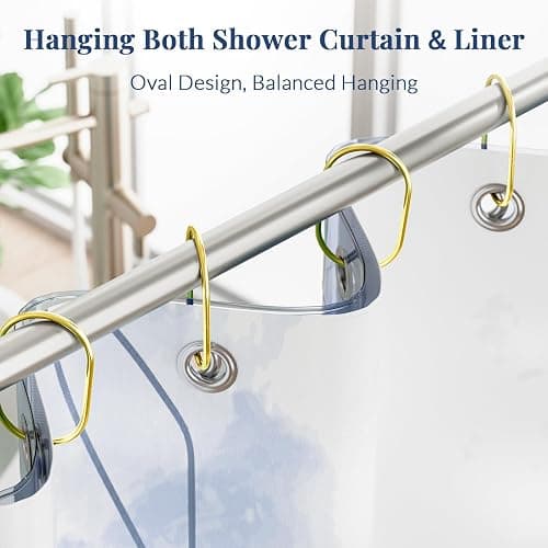 Bathway Shower Curtain Rings Gold Shower Curtain Hooks Anti-Drop Shower Rings for Curtain, Metal Shower Curtain Rings Rust Proof, Shower Hooks for Shower Curtain Rod, 12 Pcs Gold Curtain Rings thumbnail 5