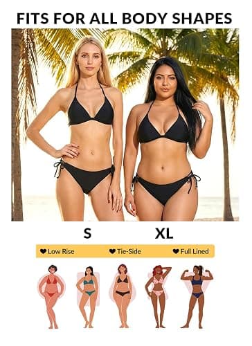 Zmart String Tie Side Bikini Bottoms - Women Full Coverage Swimsuit Bottom Mid Rise Mid Waist Swim Bathing Suit Bottom thumbnail 5