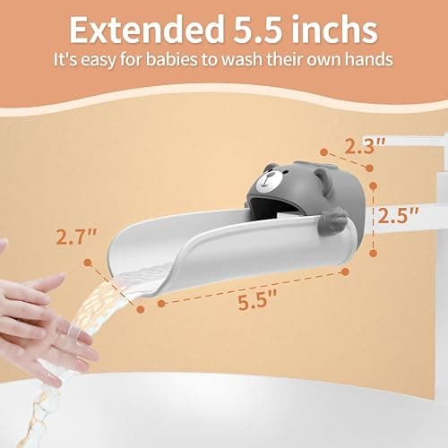 Skyroku Faucet Extender for Toddlers, Sink Extenders with Temperature Sensitive for Kids Hand Washing Sink Faucet Extension,Suitable for Bathroom Sink, Kitchen,Bathtub (Grey) thumbnail 2