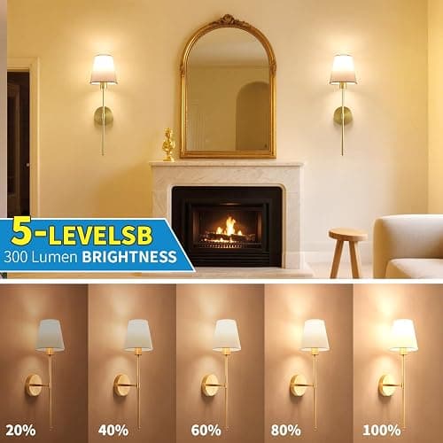 Cyaruy Battery Operated Wall Sconce Set of 2, Gold Rechargeable Wireless Wall Lights with Remote - 5000mAh Dimmable RGB Bulbs | 15 Color, Cordless Wall Lamps for Bedroom, Living Room, Hallway Decor thumbnail 4
