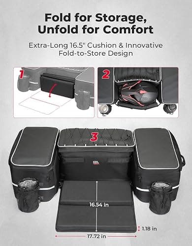 KEMIMOTO ATV Storage Bags, 71L ATV Rear Seat With Storage, 4 Wheeler Cargo Bag with Cooler, Removable Cushion, Fits Most ATVs with Rear Rack, Compatible with Polaris Grizzly Can-Am thumbnail 2