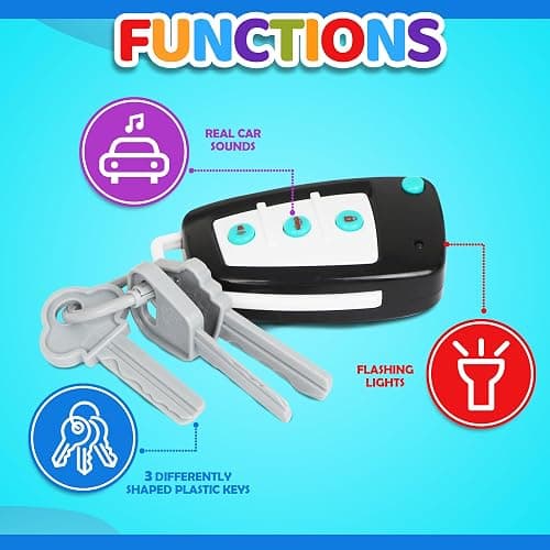 Playkidiz Toy Car Keys - Real Looking Play Toddler Remote Car Key - Interactive Kids Baby Keys with Lights and Sound Effetcs - Pretend Toy Keys for Boys Girls Age 3+ thumbnail 4
