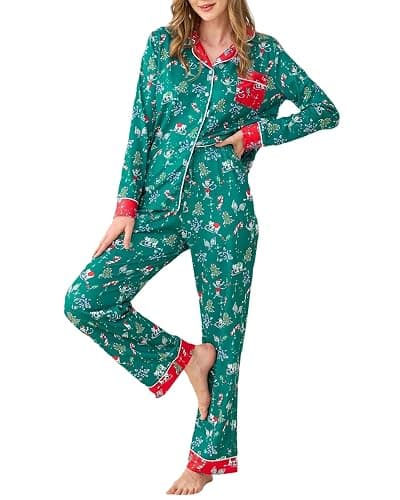 HMPEAIIY Women Y2k Monkey Pajamas Set Button Down Sleepwear Loungewear Pjs for Jammies Party Christmas Thanksgiving Gift - Image 1