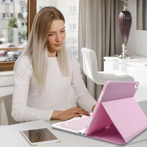 Case with Keyboard for iPad 11th Generation A16 11 inch 2025, UK layout Keyboard Case for ipad 10th Gen 2022, Slim Case with Detachable Bluetooth Keyboard and Pencil Holde for iPad 11/10 Gen, Pink thumbnail 2