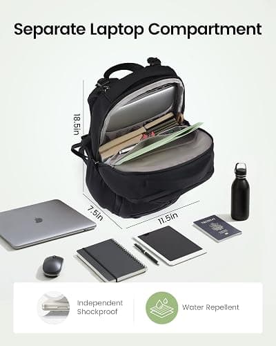 LOVEVOOK Everyday Laptop Backpack for Women & Men With Giant Tumbler Holder,15.6 Inch Classic Travel Work College Teacher Carry on Backpack Purse,Waterproof Computer laptop Bag Hiking Backpack,Black thumbnail 4