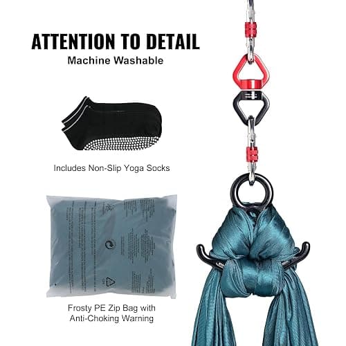 VEVOR Aerial Silk & Yoga Swing, Aerial Yoga Hammock Kit with 100gsm Nylon Fabric, Full Rigging Hardware & Easy Set-up Guide, Antigravity Flying for All Levels Fitness Bodybuilding thumbnail 6