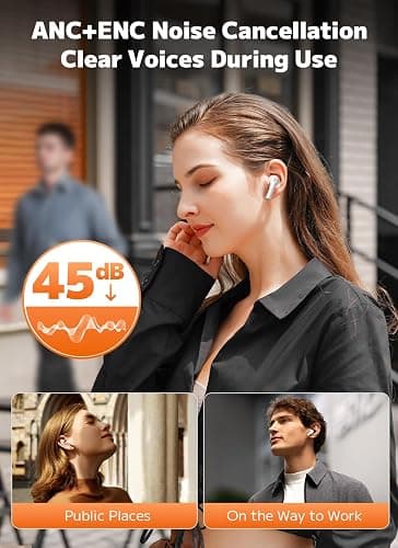 Szwdo Wireless Earbuds, Bluetooth 5.4 Ear Buds with Multifunctional Touch Screen, ANC/ENC Noise Cancelling Headphones with 48H Playtime, Bass Stereo Sound, for Laptop, Android/iOS, Pad thumbnail 3