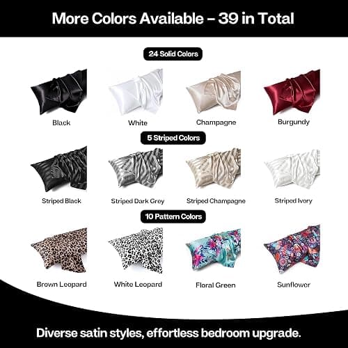 MR&HM Satin Body Pillow Cover, Soft and Breathable Body Pillow Case with Envelope Closure, Cooling and Silky Long Pillowcase for Hair and Skin,Grey (20x54, Black) thumbnail 8
