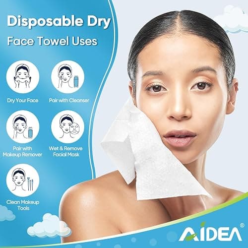 AIDEA XL Face Towels Disposable-100Ct (2 Box), Clean Facial Cloths, Facial Cleansing Wipes for Sensitive Skin, Face Towelettes for Makeup Removing, Nursing, Travel, Dry Wipes 9.84"×11.81" thumbnail 4