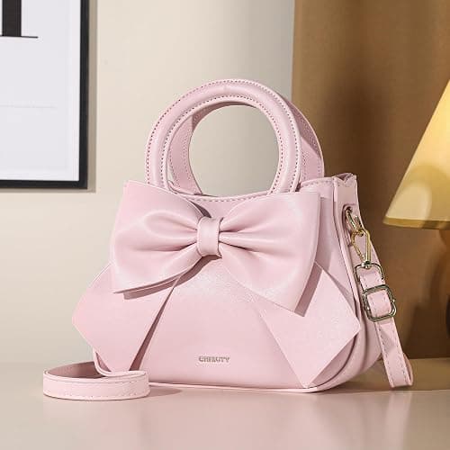 Small Purses for Women Crossbody Bag, Vegan Leather Crossbody Purses and Handbags with Top Carry Handle and Cute Bow Knot thumbnail 9