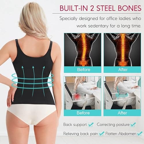 Ursexyly Women's Waist Trainer Corset Sweat Sauna Suits Tummy Control Body Shaper Tank Tops Workout Sports Girdles Shapewear thumbnail 5