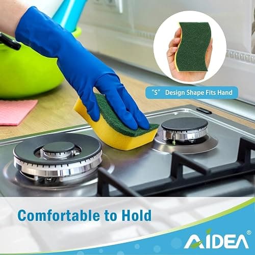 AIDEA Sponges Kitchen, 50 Pack Heavy Duty Dish Sponge, Cleaning Dish Scrubber Sponge for Home and Kitchen, Stink-Free Cleaning Supplies for Pots, Pans thumbnail 4