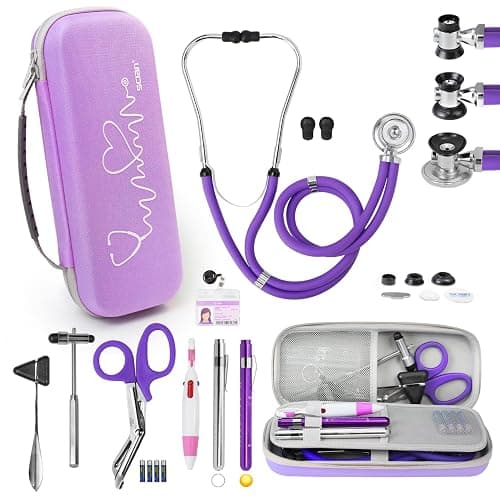 Scian 13 Pcs Stethoscope Case Kits, Supplies Inclued, Perfect Nurse Gift Stethoscope Holder for Nurse Medical Student, Purple Portable First Aid Kit Bag with Medical Scissor,Nurse Accessories for Work - Image 1