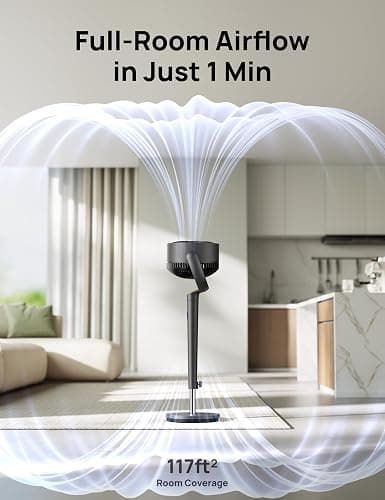 Dreo Fan for Bedroom, 120° Oscillating Standing Fans, Quiet Floor Fan with DC Motor, 100ft Pedestal Fans for Room, 9 Speeds, 4 modes, 20dB, 120° Manual Vertical, 37-42" Adjustable Height, 9H Timer thumbnail 9