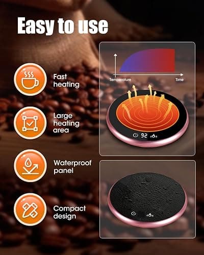 MQUPIN Mug Warmer for Desk Coffee Mug Warmer Auto Shut Off Cup Warmer for Coffee with 2 Temperature Settings(113°F/131°F), Mug Warmer for Tea, 9 Timer Settings Electric Beverage Warmer thumbnail 6