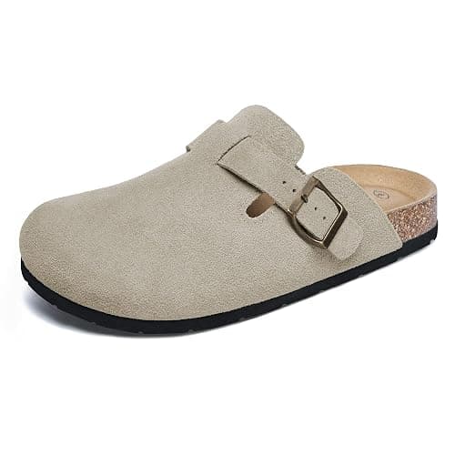 Xiakolaka Women's Suede Clogs Adjustable Buckle Slip on Footbed Home Clog Slippers - Image 1