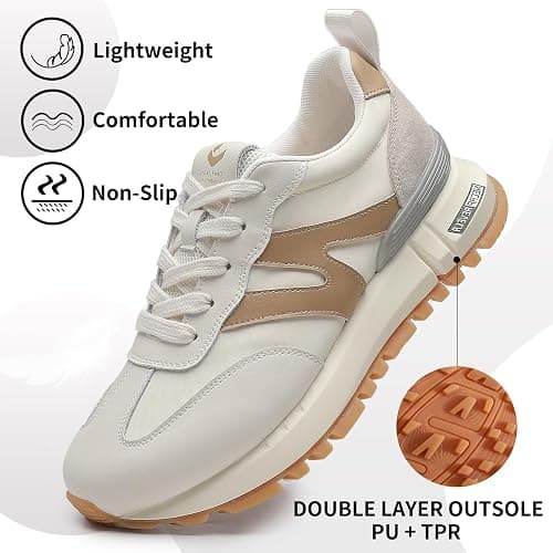 somiliss Sneakers for Women Genuine Leather Suede Patchwork Casual Lace Up Non-Slip Walking Shoes Comfortable Tennis Running Shoes Womens Fashion Sneakers thumbnail 5
