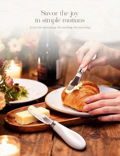 AISBUGUR 2 Pack Stainless Steel Butter Spreader Knife, Butter Knife with White Porcelain Handle, Cheese Butter Spreader Knives for Kitchen thumbnail 7