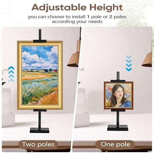 dakewang Adjustable Tabletop Easel Stand for Picture Frames, Picture Easels for Display, Gold Easel, Picture Frame Stand, Adjustable Art Easel.(30inch,Black) thumbnail 4