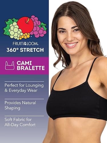 Fruit of The Loom Womens Spaghetti Strap Cotton Pullover Sports Bra Value Pack thumbnail 5