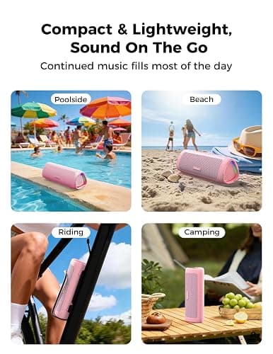 BolaButty Bluetooth Speaker with HD Sound, Portable Wireless, IPX5 Waterproof, Up to 20H Playtime, TWS Pairing, BT5.3, for Home/Party/Outdoor/Beach, Electronic Gadgets, Birthday Gift (Pink) thumbnail 7