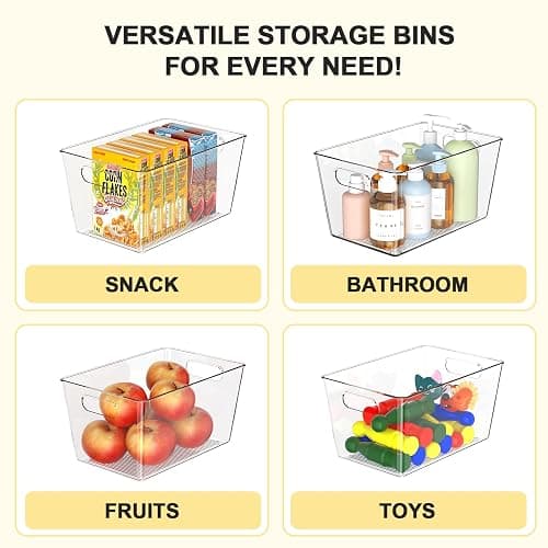 Joymeezo 8 Pack Large Clear Plastic Storage Bins, Refrigerator Cabinet Organizers with Handles for Pantry Organization and storage, Perfect for Home Organization, Kitchen, Laundry, Office& Garage thumbnail 5