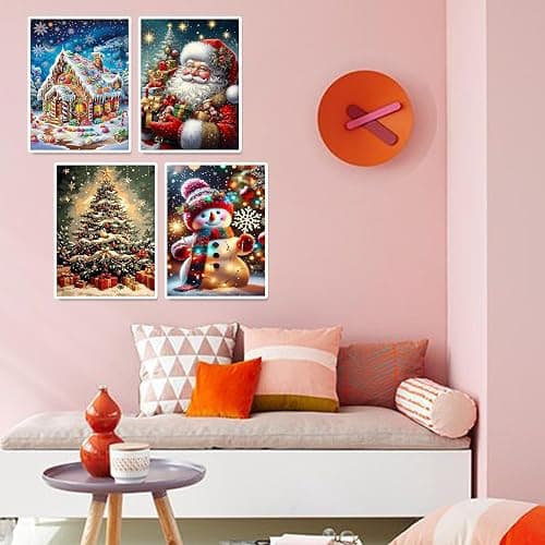 4PcakChristmas Diamond Art Kits for Adults Diamond Painting for Beginner | Christmas Diamond Dots Full Drill Crafts for Gem Art Dot Art for Adults Home Wall Decor for Teens Boys Girls 12x16 in thumbnail 4