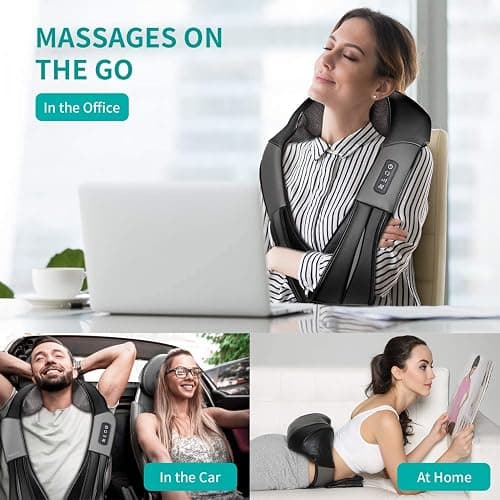 Nekteck Shiatsu Neck Massager for Pain Relief Deep Tissue with Heat, 3D Kneading Massage Pillow Back Shoulder Massagerfor Body Muscle, Plug-in Use for Home Office Car, Gifts for Mom Dad Him Her thumbnail 8