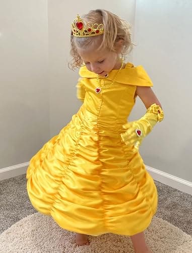 knemmy Princess Costume Dresses for Girls Costumes Halloween Cosplay Birthday Outfit Yellow thumbnail 4