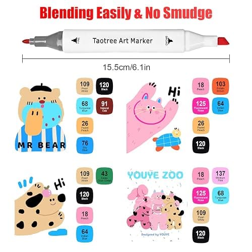 Taotree Alcohol Markers 100 Colors with Case & Holders, Dual Tips Art Coloring Markers Pens, Chisel & Fine Art Supplies Sketch Pens for Artist Kids Adult Coloring Books Drawing, Painting, Sketching thumbnail 9