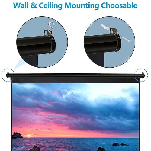 SUPER DEAL 80'' 16:9 HD Projection Screen Foldable Anti-Crease Portable Projector Movie Screen Manual Pull Down for Home Theater Presentation Education Outdoor Indoor Public Display, Black thumbnail 8