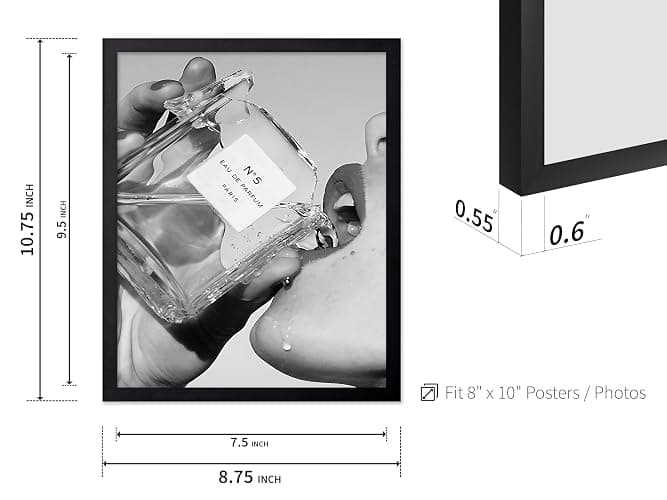 Monem Art Perfume Poster - Drinking Perfume Print - Fashion Art - Luxury Brand Art - Girly Art - Photography Art - Black and White Art - Great Girl's Room or Office Decor - 8x10 Black Framed thumbnail 3