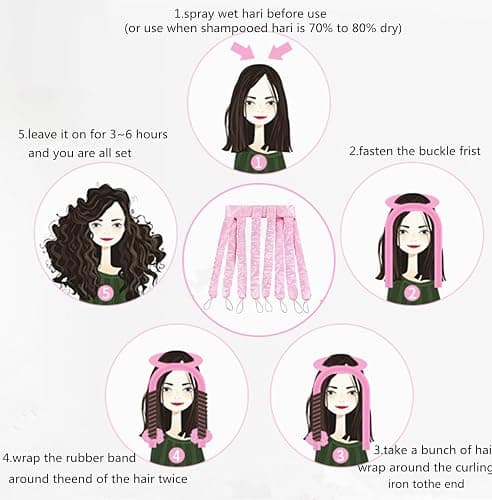 Satin Heatless Hair Curler for Long Hair - Adjustable 8 Rollers Set, Overnight Sleeping Curlers Headband for Natural Waves, No Heat Damage, DIY Styling Kit for Women & Girls(Leopard Color) thumbnail 5