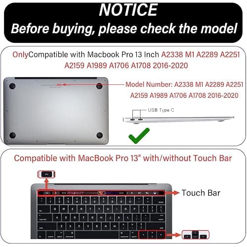 GABraden Compatible with MacBook pro 13 inch Case,2020 2019 2018 2017 2016(A2338 M1/A2159/A2251/A2289/A1989/A1706) with Touch ID and 2 Pack Keyboard Protectors,Laptop Hard Shell（Grey Leopard Cheetah） thumbnail 3