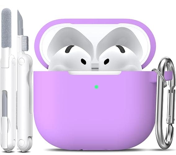 R-fun Silicone Case for AirPods 4 and AirPods 5, Lavender | Compatible with Apple AirPods 4 & AirPods 5, Includes Keychain & Cleaner Kit, Supports Wireless Charging - Image 1