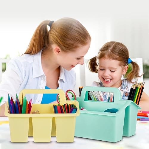 Find Scrapblooms Plastic Caddy With Handle,Protable Classroom Craft Caddy, 6-pack Storage Caddy For Pencil,Pen,Craft Tools (Pastel Color) thumbnail 6