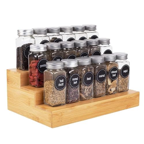 MillTu Bamboo Spice Rack Organizer for Cabinet 3 Tier Countertop Step Spice Shelf for Kitchen Storage and Organizer (2 Pack, Cabinet) thumbnail 7
