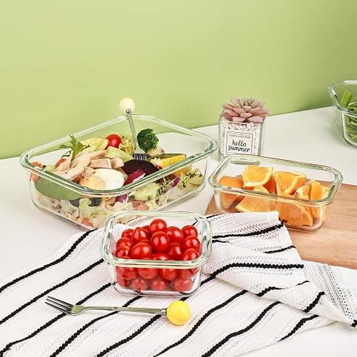 Liuruiyu 8 Pack Glass Food Storage Containers with Lids, Meal Prep Containers, Airtight Bento Boxes with Leak Proof Locking for Microwave, Oven, Freezer and Dishwasher, BPA Free thumbnail 6