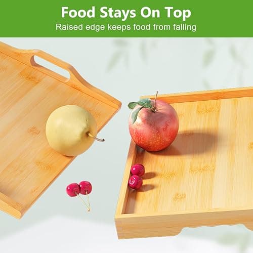 Youpehom Bamboo Bed Tray Table with Folding Legs, Medium, Bamboo | Bamboo bed tray with folding legs, handles and raised edges for meals, laptops, reading and serving in bed or on a sofa. thumbnail 5