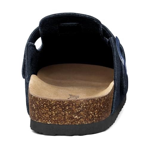KIDMI Genuine Suede Clogs for Women Cork Footbed Sandals Leather Mules Potato Shoes with Arch Support thumbnail 5