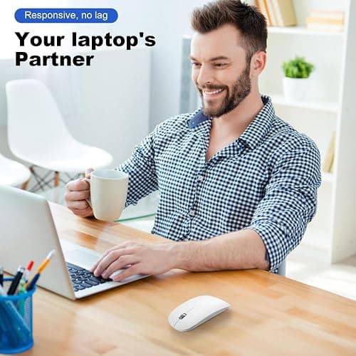 DC Wireless Mouse, 5 in 1 Bluetooth USB C Rechargeable Mouse for Laptops Disktops Tablets Compatible with Apple MacBook Pro/Air iPad iMac Sureface Chromebook Computer (White) thumbnail 2