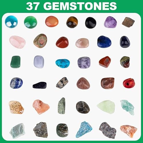 Gemstones Dig Kit for Kids – Excavate 37 Rocks & Crystals, STEM Science Kit with Info Cards & Display Stand – World Map Gem Digging Kit, Rock Collection Gift Educational Geology Gift for Boys & Girls thumbnail 5